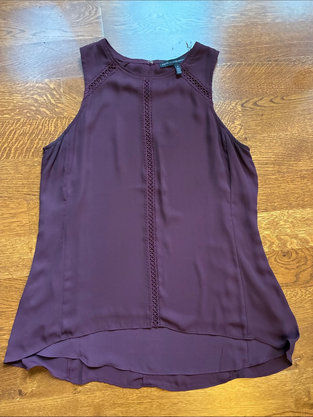 White House Black Market Plum Lace-Trim Sleeveless Shell